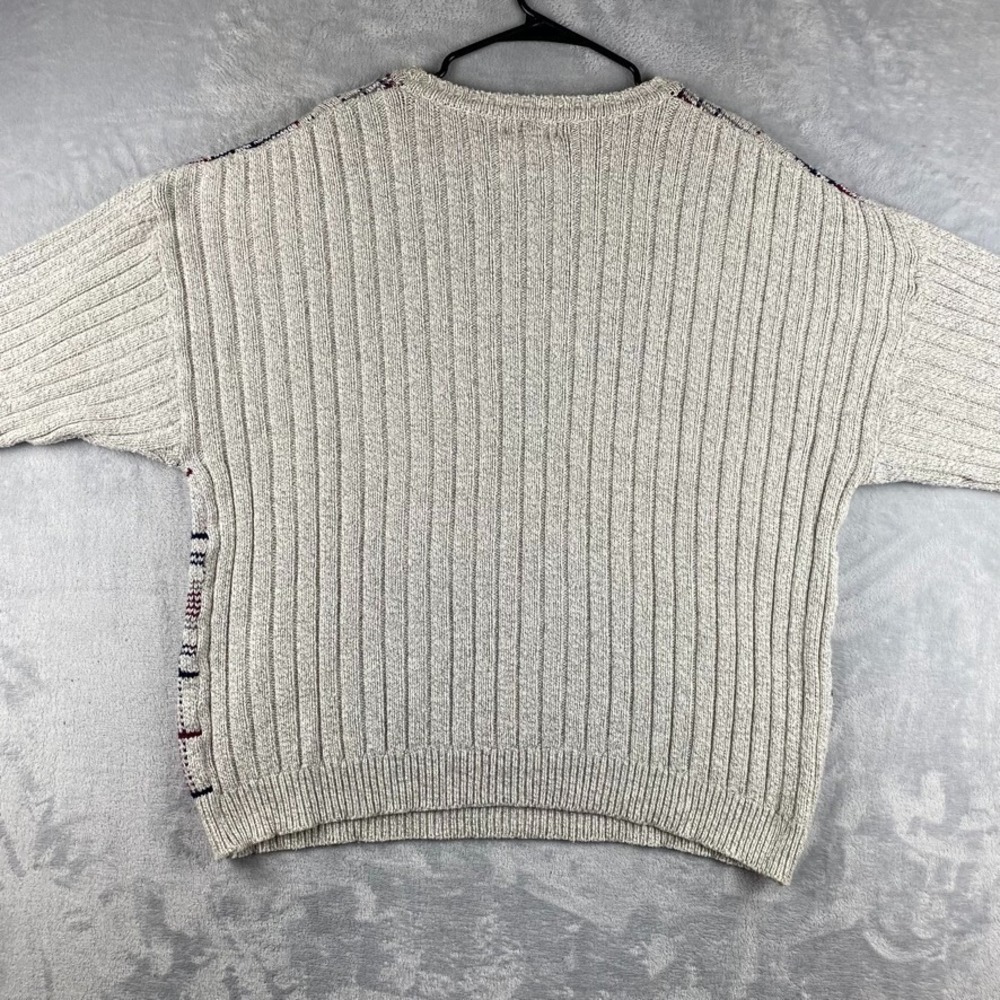 Vintage Club Room Sweater Men XL Ivory Cream Plaid Crewneck Pullover Made In USA - Picture 5 of 8
